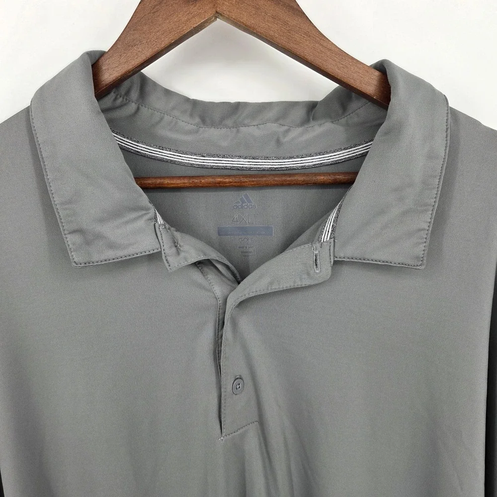 Adidas Dri Fit Golf Polo Shirt Gray Mens 4XLT Performance Short Sleeve